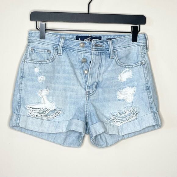 HOLLISTER | button fly high rise cuffed distressed boyfriend shorts | WOMEN'S 26 - Picture 2 of 5